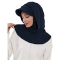 RY207 Black Full Coverage Hijab Cap with Visor – Modest Neck Cover Headscarf for Muslim Women