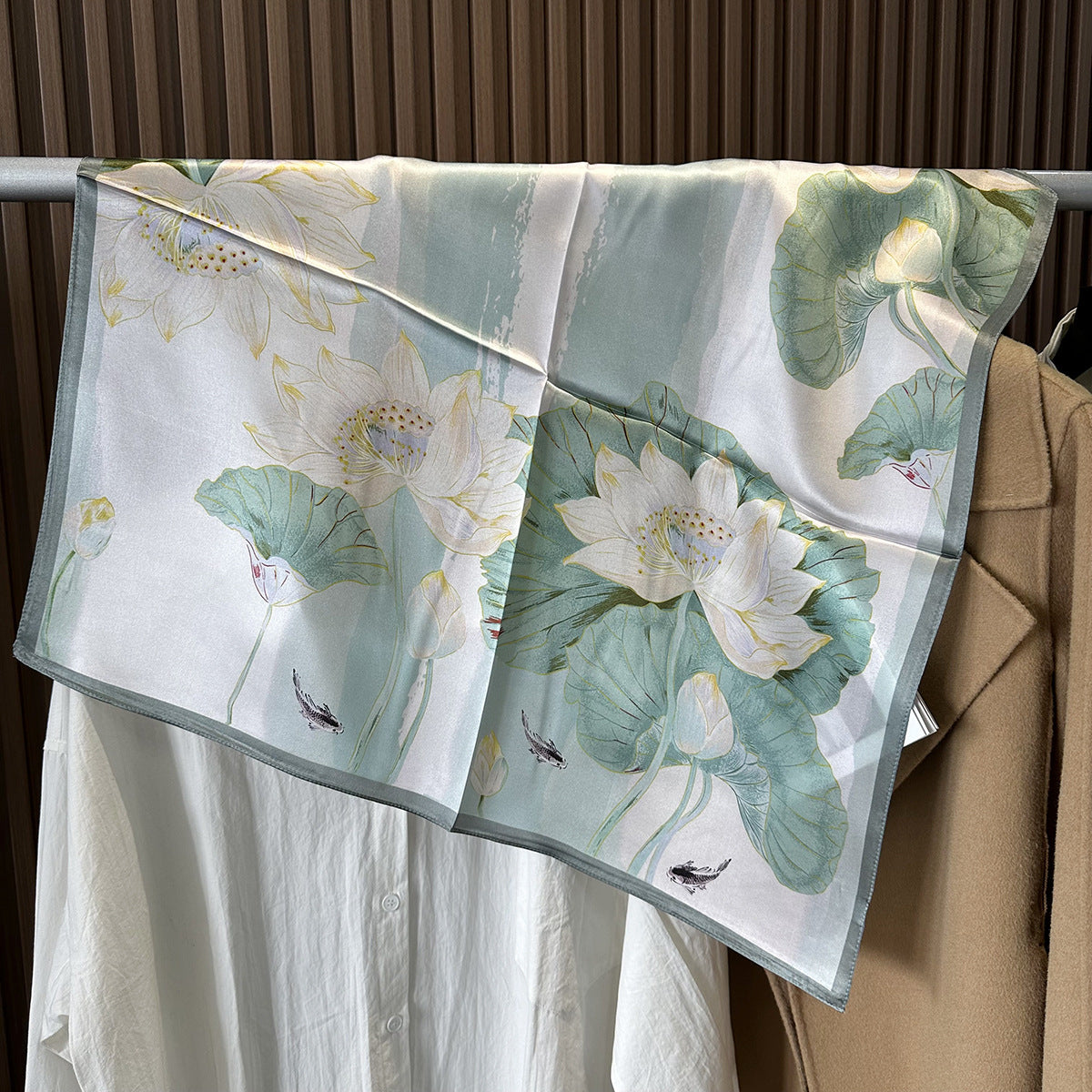 HJ12 Silk Scarf Women Spring - Striped Mulberry Square UV Protection 2