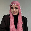 RY309 Rose Pink Crinkled Tulle Hijab Scarf – Glossy Stretch Breathable Headscarf