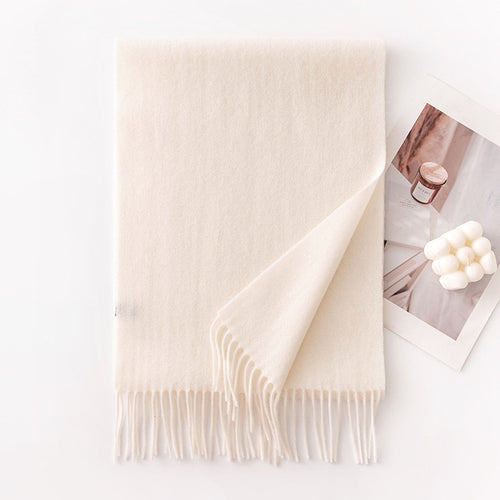 HJ10 Pure Wool Scarf Women - 100% Cashmere Feel Winter Shawl Tassel
