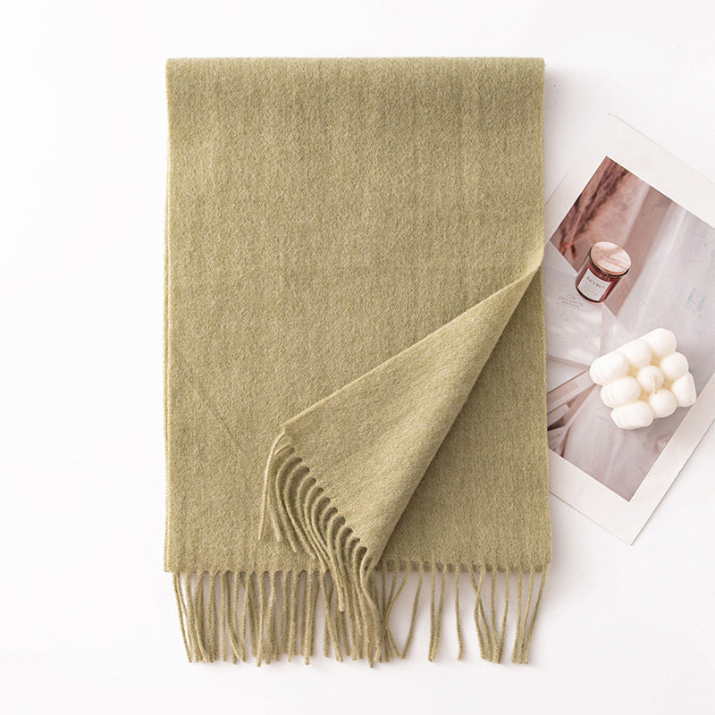 HJ10 Pure Wool Scarf Women - 100% Cashmere Feel Winter Shawl Tassel
