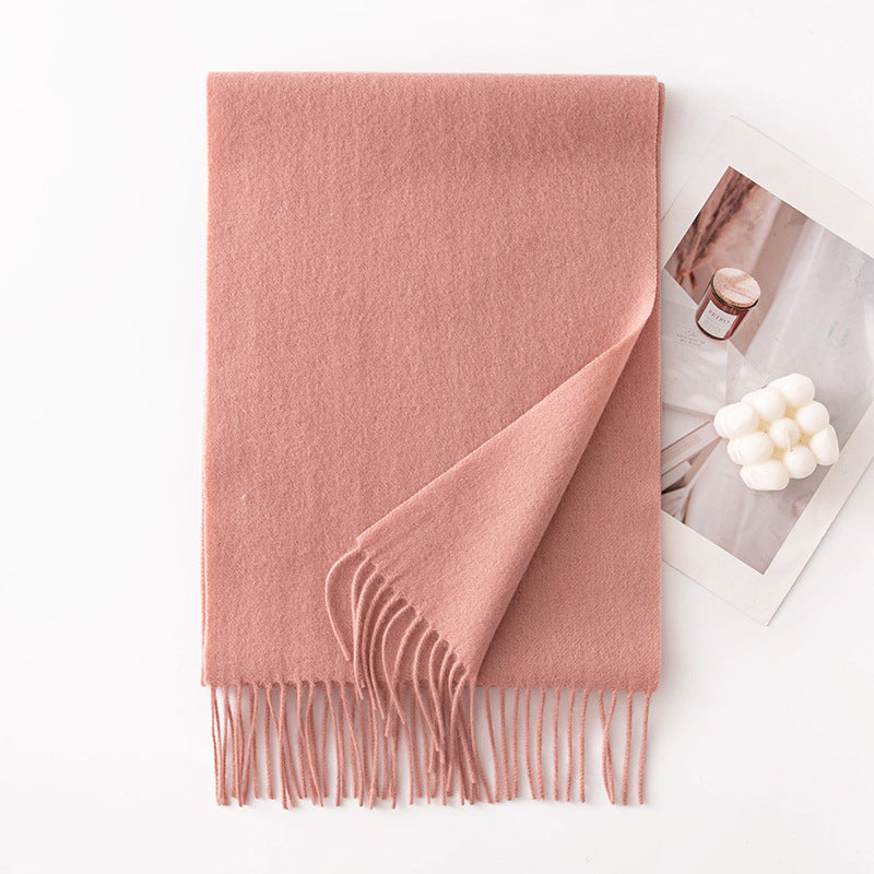 HJ10 Pure Wool Scarf Women - 100% Cashmere Feel Winter Shawl Tassel