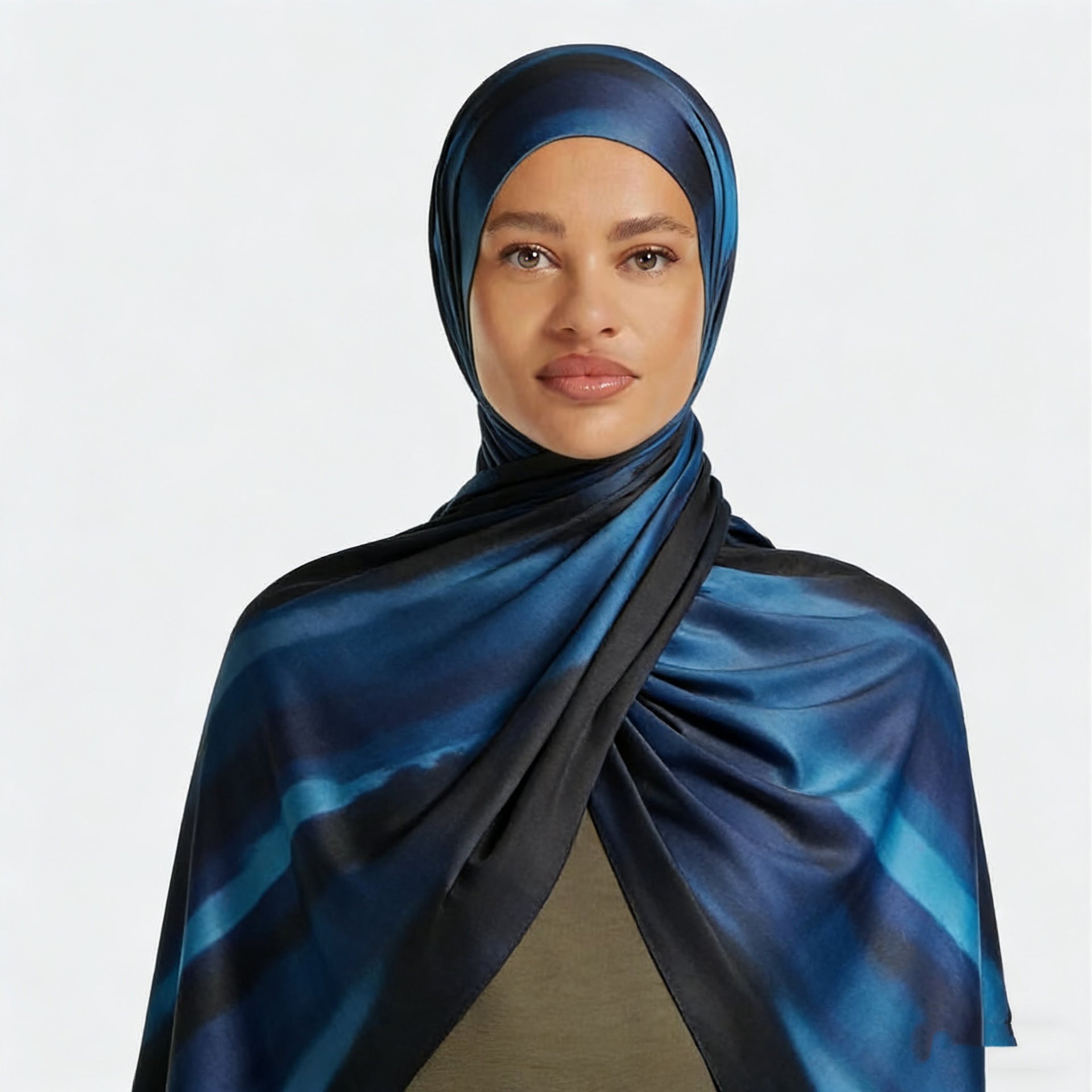RY216 Midnight Ocean Printed Jersey Hijab – Soft Premium Drape Scarf