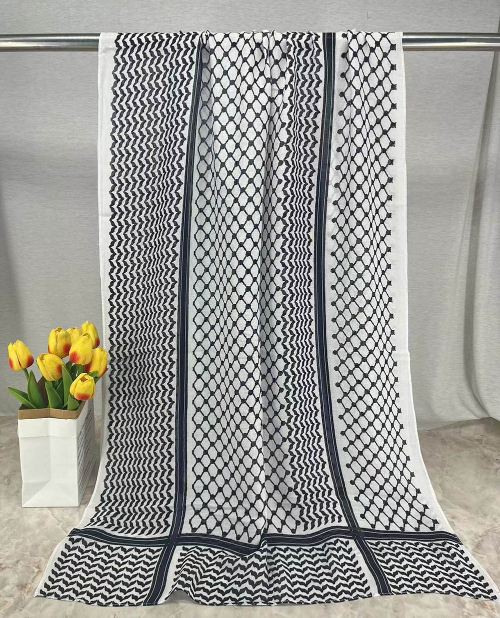 HJ07 Keffiyeh Print Modal Hijab - Traditional Arabic Scarf Women