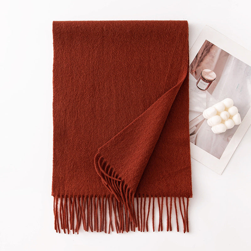 HJ10 Pure Wool Scarf Women - 100% Cashmere Feel Winter Shawl Tassel