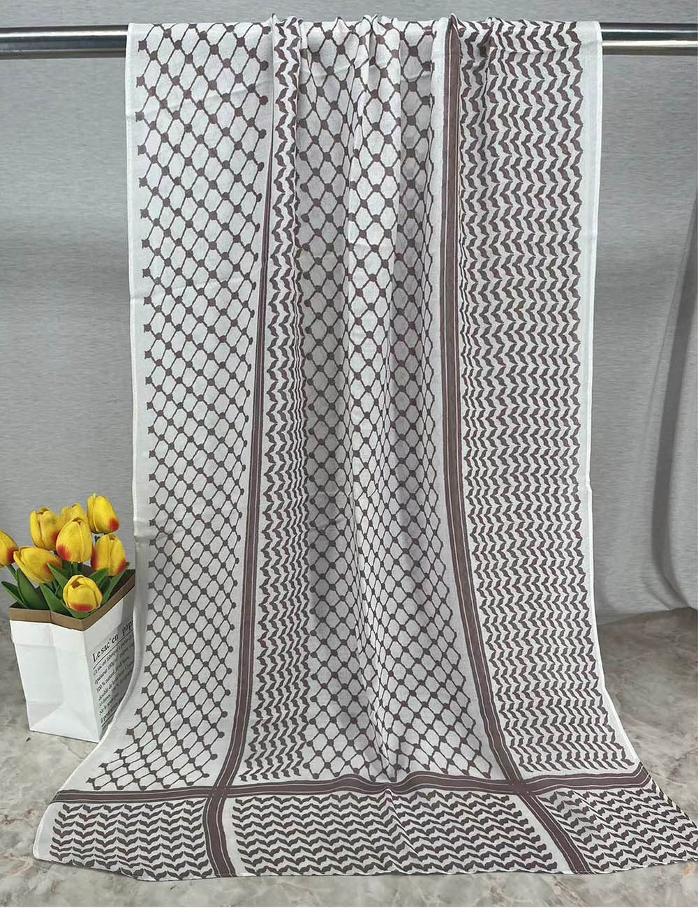 HJ07 Keffiyeh Print Modal Hijab - Traditional Arabic Scarf Women