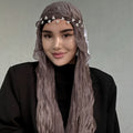 RY314 Nude Pink Crinkled Tulle Hijab Scarf – Glossy Stretch Breathable Headscarf