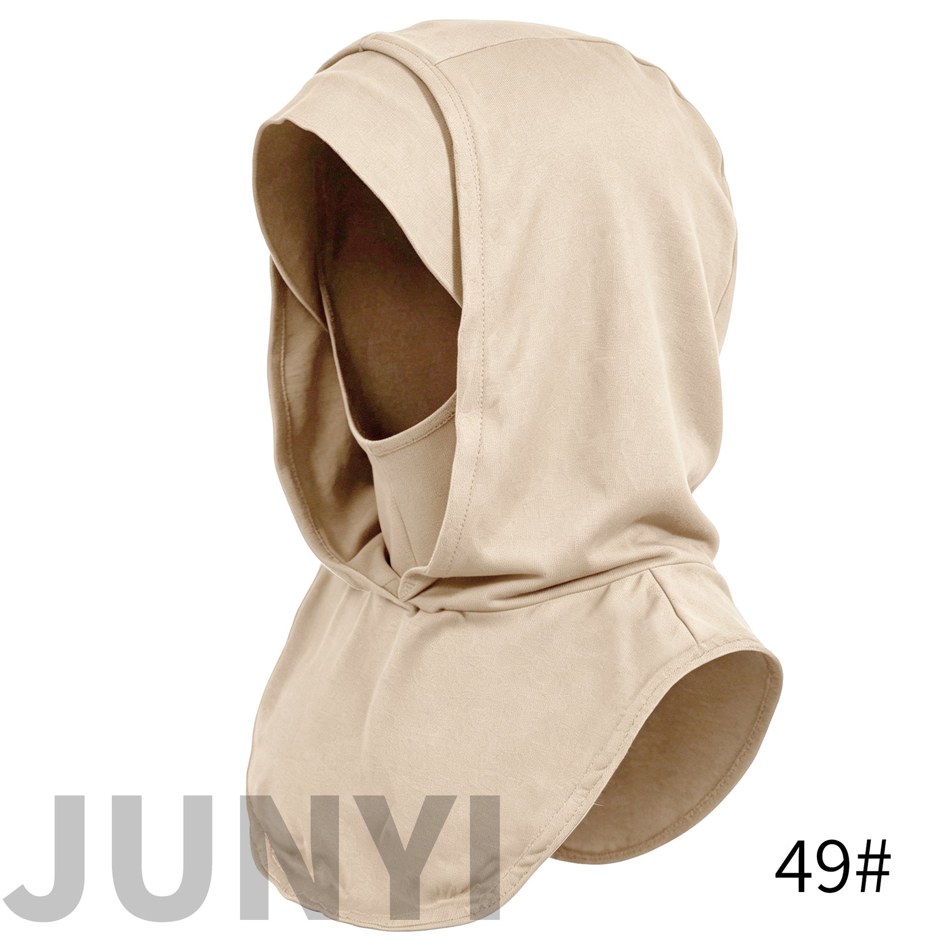 RY215 Beige Mercerized Cotton Full Coverage Hijab Cap – Modest Sun Protection Headscarf for Muslim Women