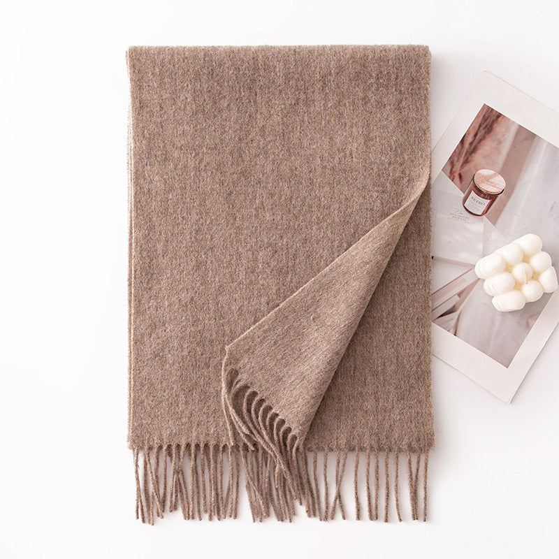 HJ10 Pure Wool Scarf Women - 100% Cashmere Feel Winter Shawl Tassel