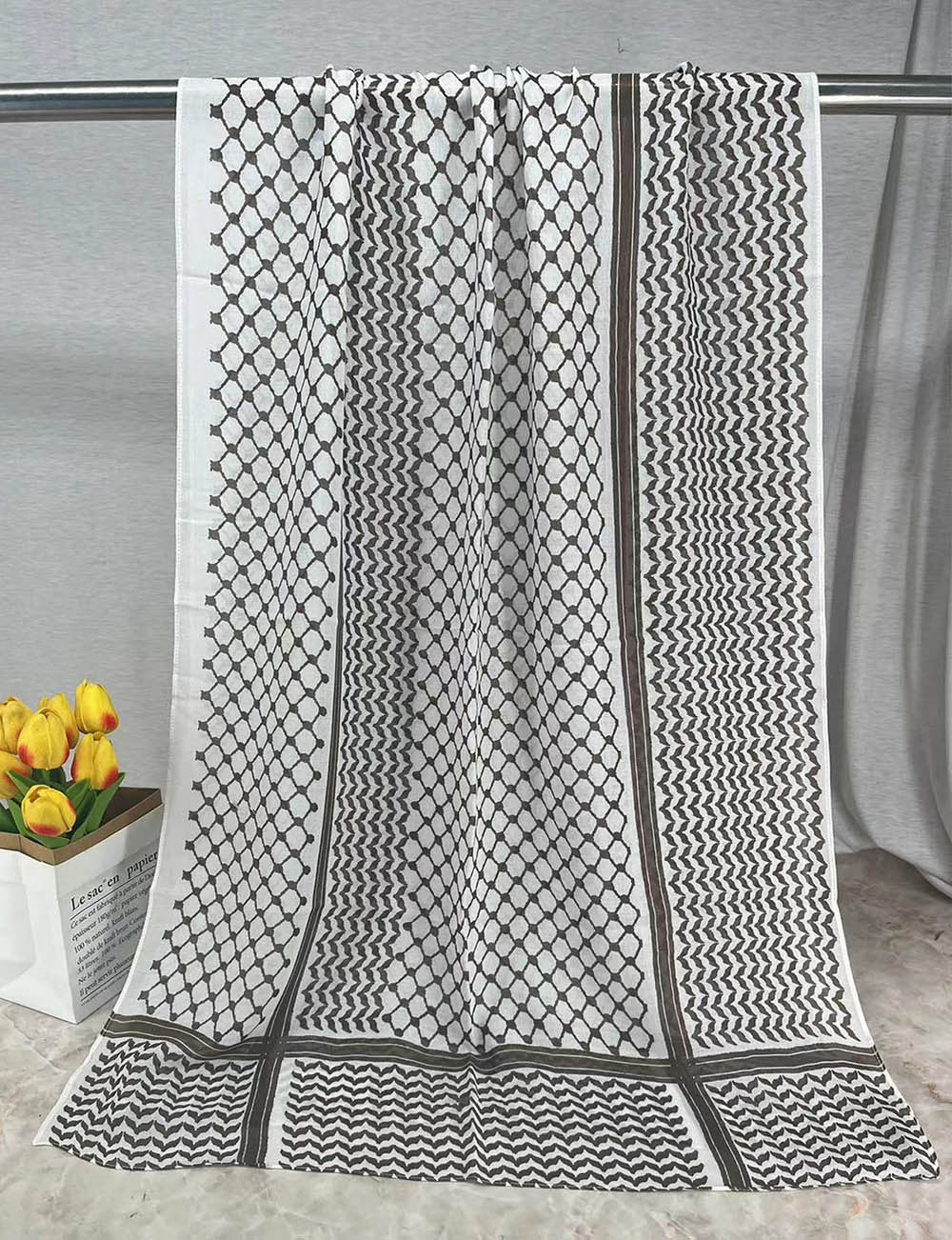 HJ07 Keffiyeh Print Modal Hijab - Traditional Arabic Scarf Women