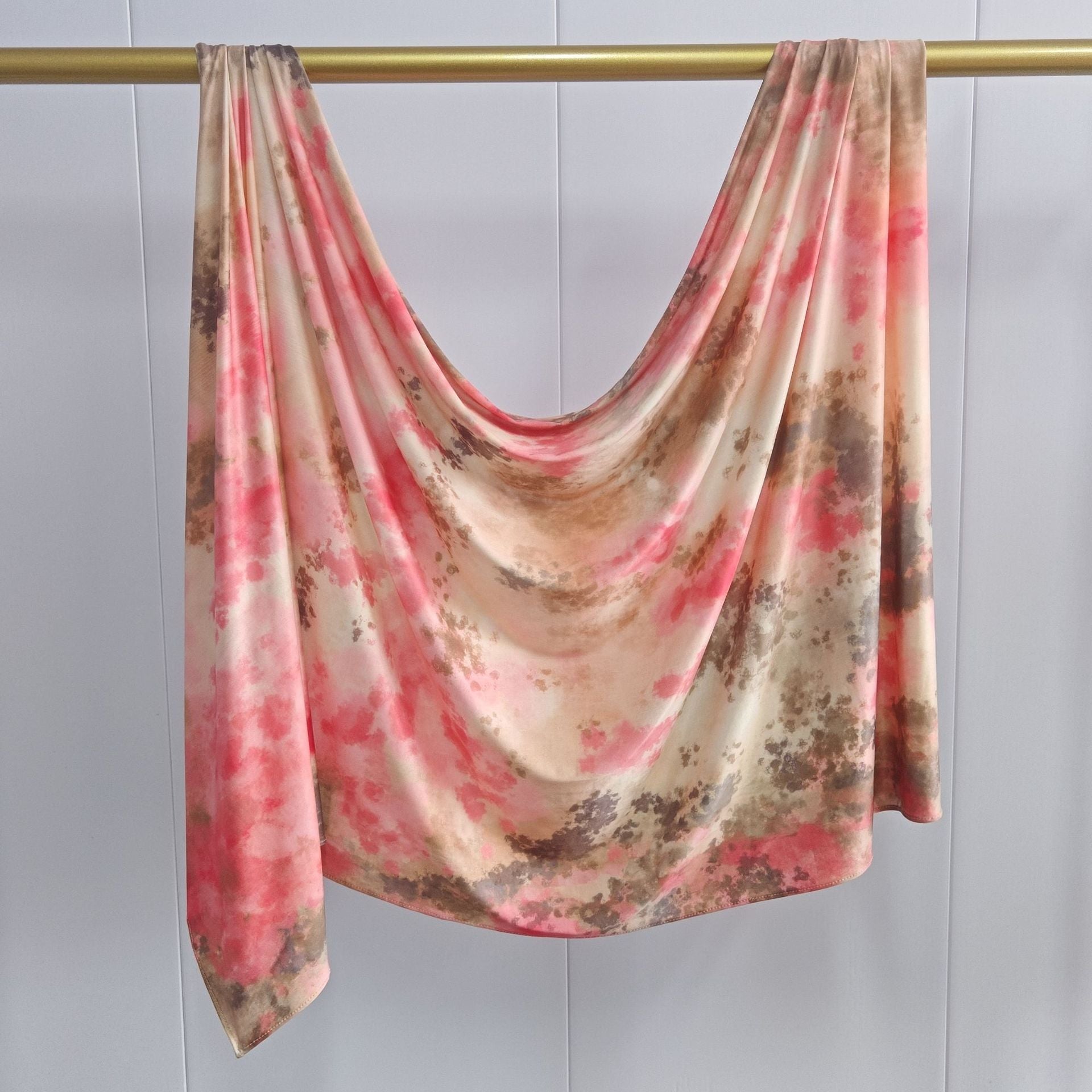 RY217 Blush Pink Printed Liquid Jersey Hijab – Soft Premium Drape Scarf