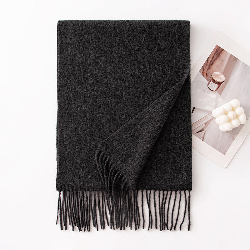 HJ10 Pure Wool Scarf Women - 100% Cashmere Feel Winter Shawl Tassel