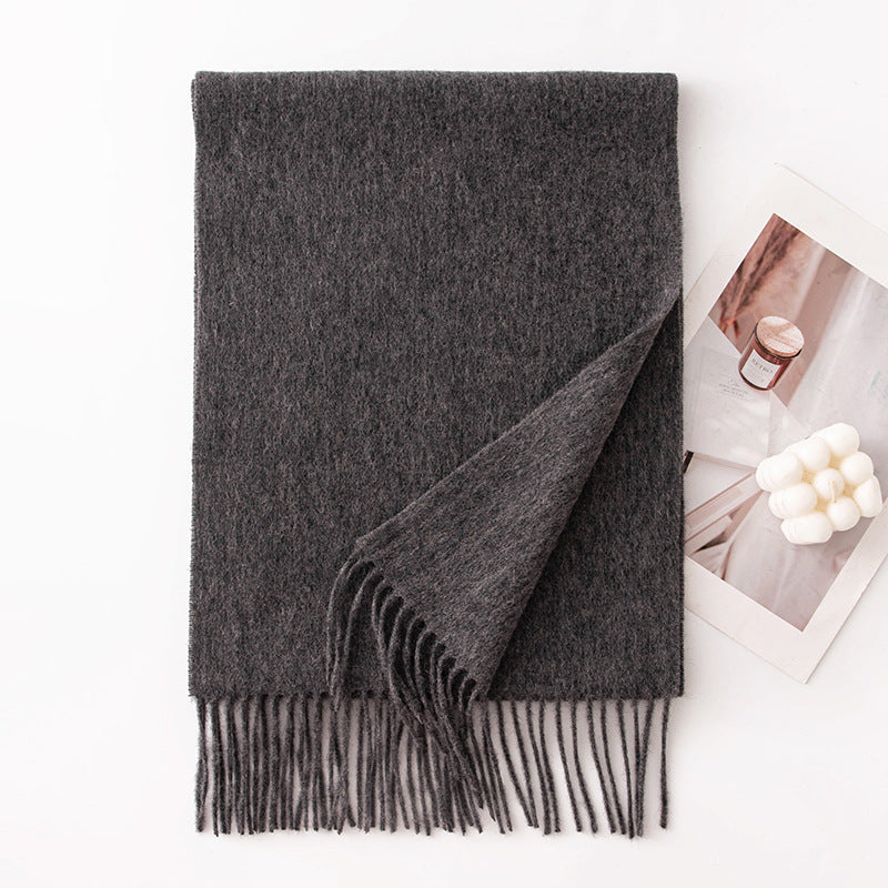 HJ10 Pure Wool Scarf Women - 100% Cashmere Feel Winter Shawl Tassel