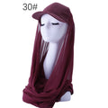 RY606 Burgundy Chiffon Hijab Baseball Cap – Lightweight Visor Scarf Hat for Women
