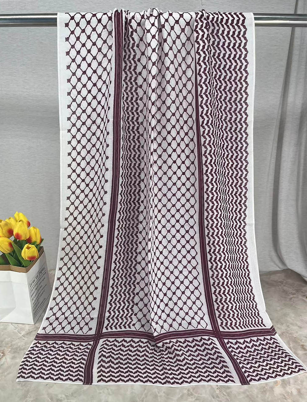 HJ07 Keffiyeh Print Modal Hijab - Traditional Arabic Scarf Women