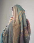 RY54 Multi-Tone Watercolor Patchwork Hijab Shawl – Grey Blue Camel Wine Gold Women's Head Scarf (80×180cm)