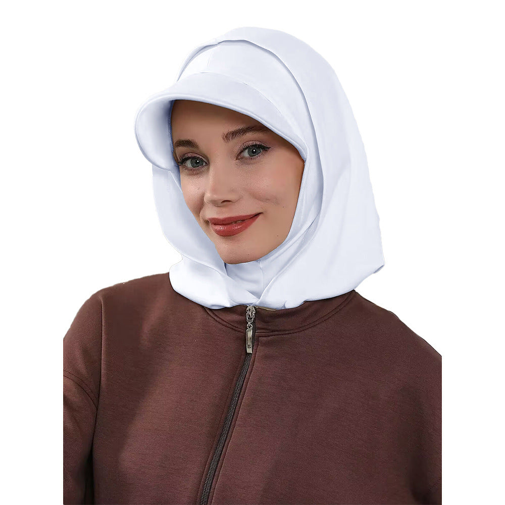 RY202 White Hijab Sport Cap with Visor – Muslim Women's Instant Athletic Head Cover