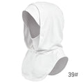 RY209 White Mercerized Cotton Full Coverage Hijab Cap – Solid Color Sun Protection Headscarf