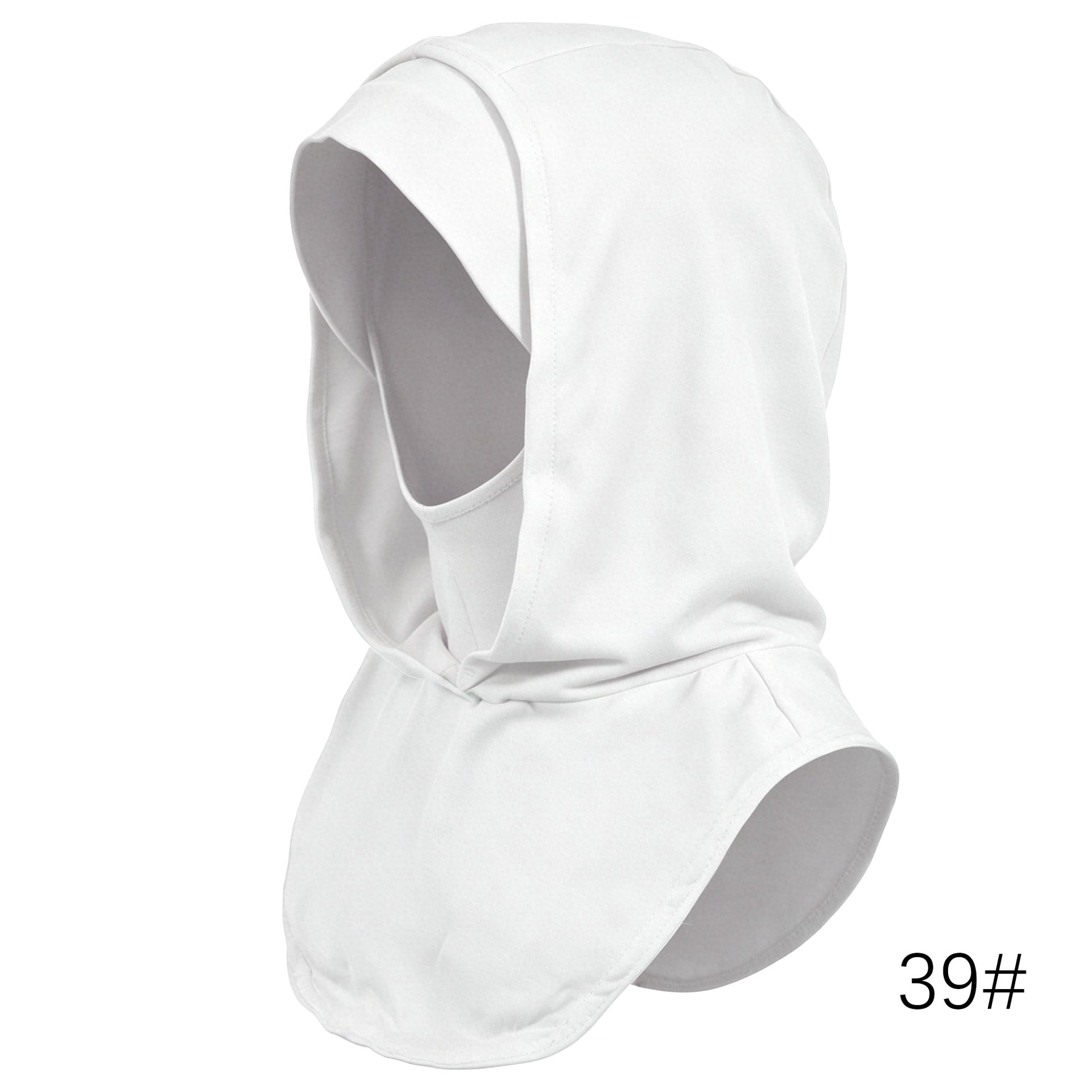 RY209 White Mercerized Cotton Full Coverage Hijab Cap – Solid Color Sun Protection Headscarf