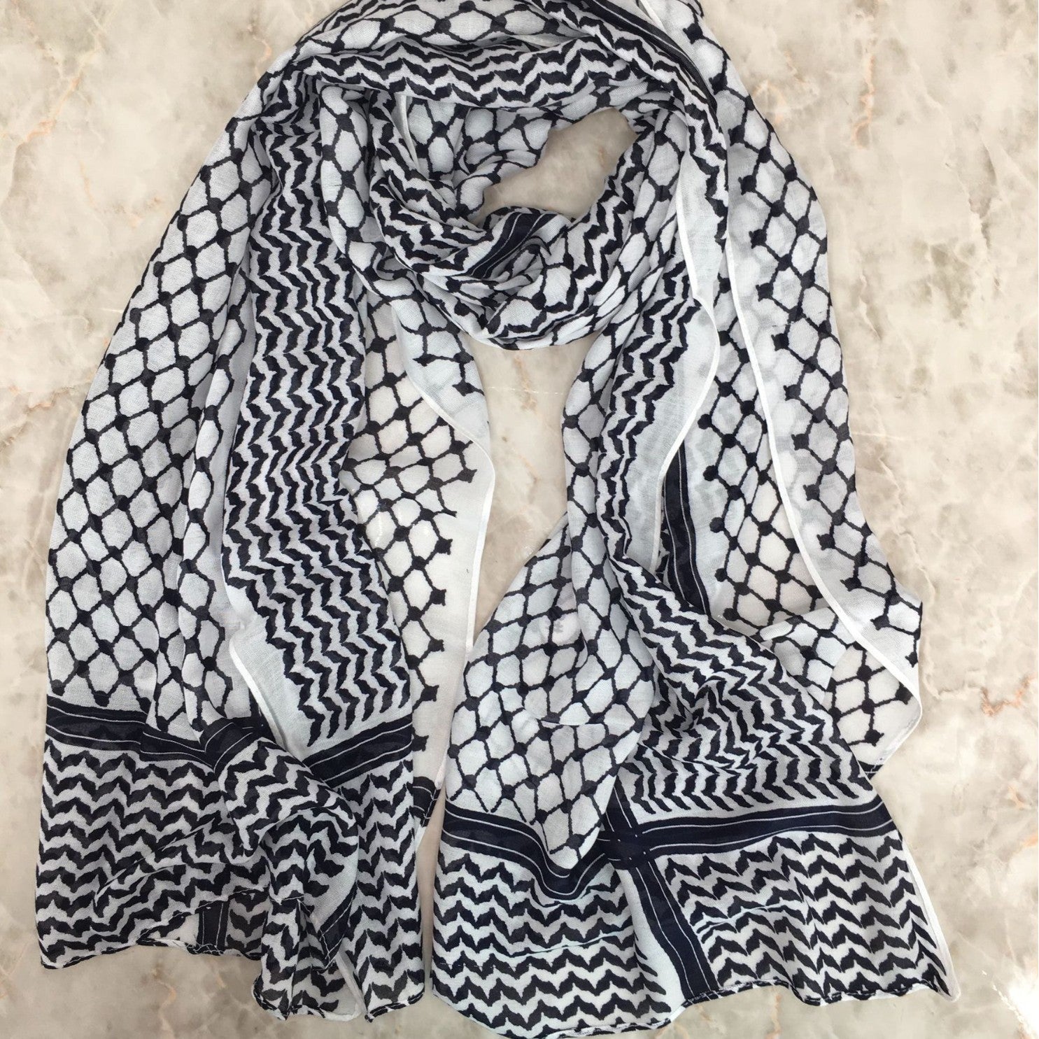 HJ07 Keffiyeh Print Modal Hijab - Traditional Arabic Scarf Women