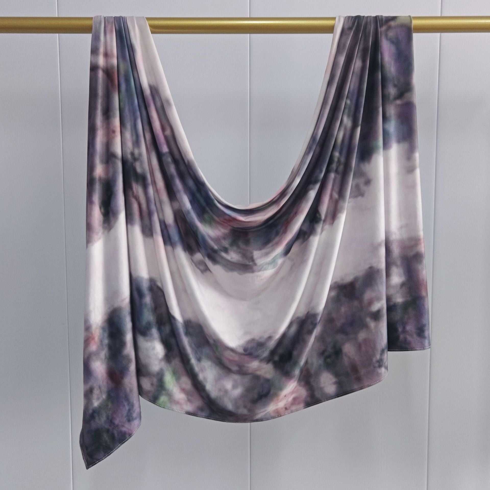 RY220 Smoky Purple Printed Liquid Jersey Hijab – Soft Premium Drape Scarf