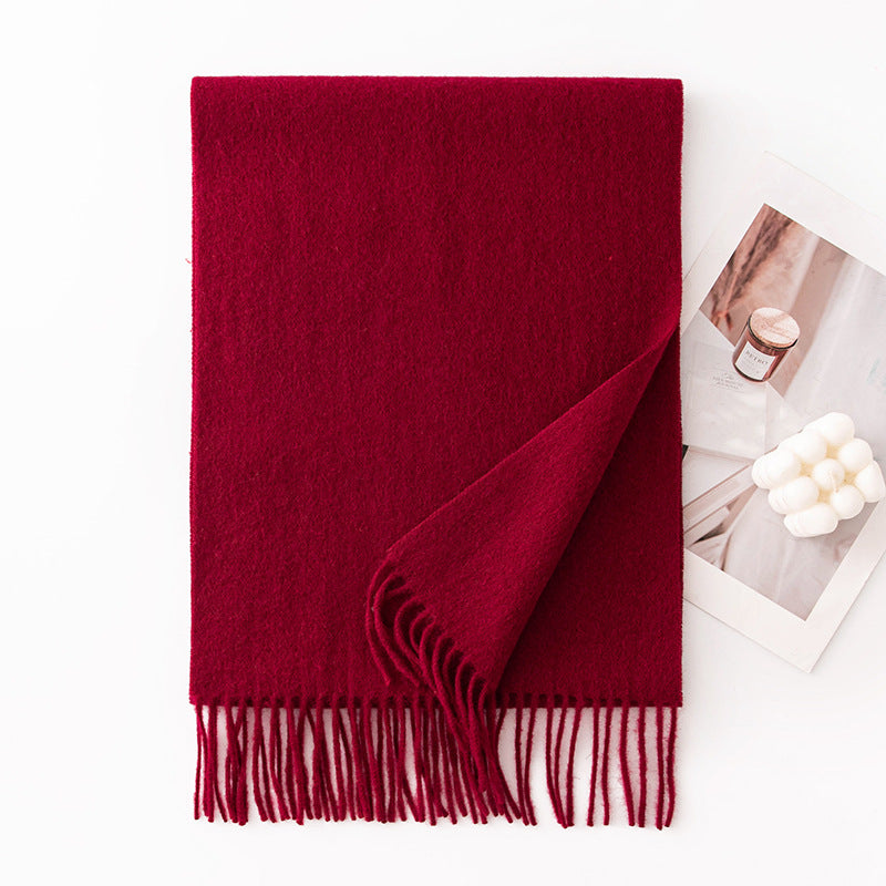 HJ10 Pure Wool Scarf Women - 100% Cashmere Feel Winter Shawl Tassel