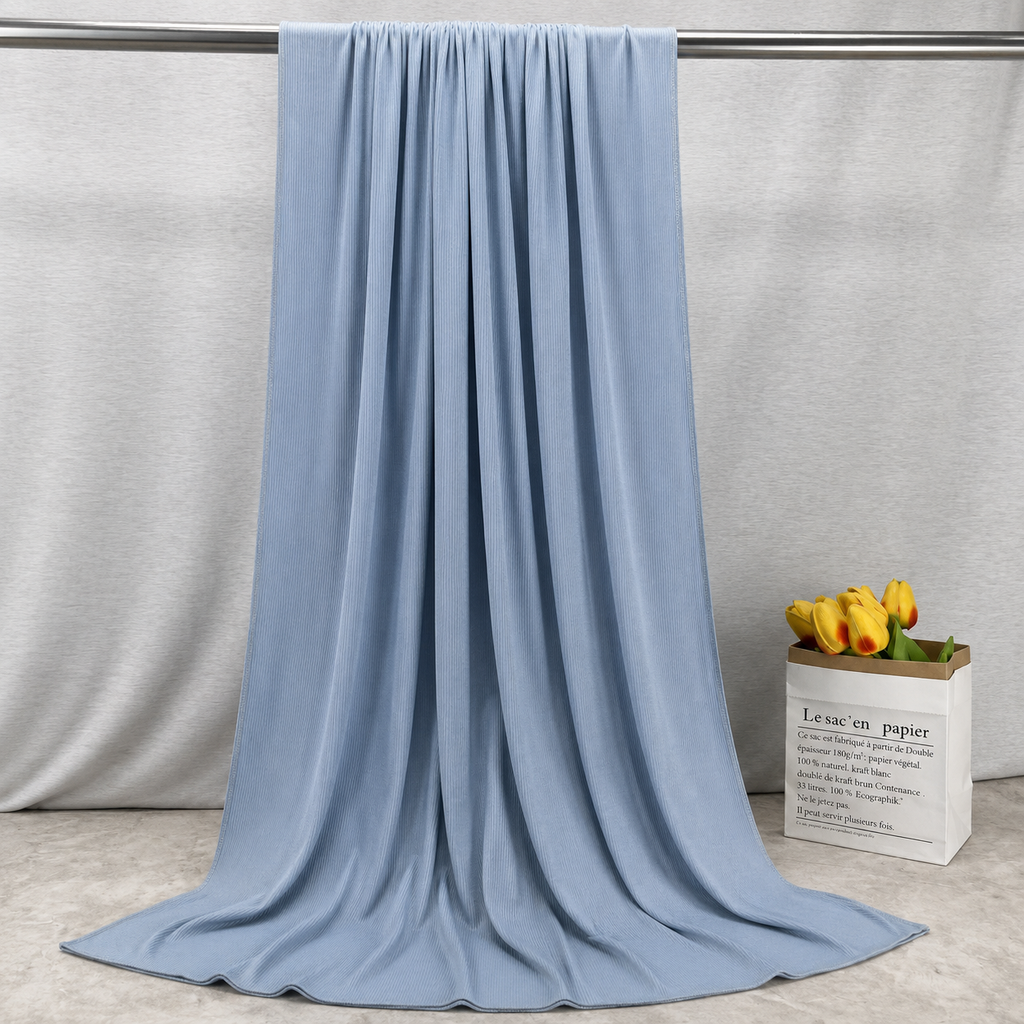 RY226 Powder Blue Cotton Ribbed Jersey Hijab Scarf – Soft Stretch Breathable Headscarf