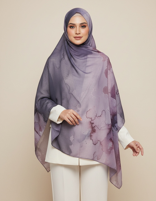 HJ05 Floral Modal Hijab - Artistic Print Headscarf for Muslim Women