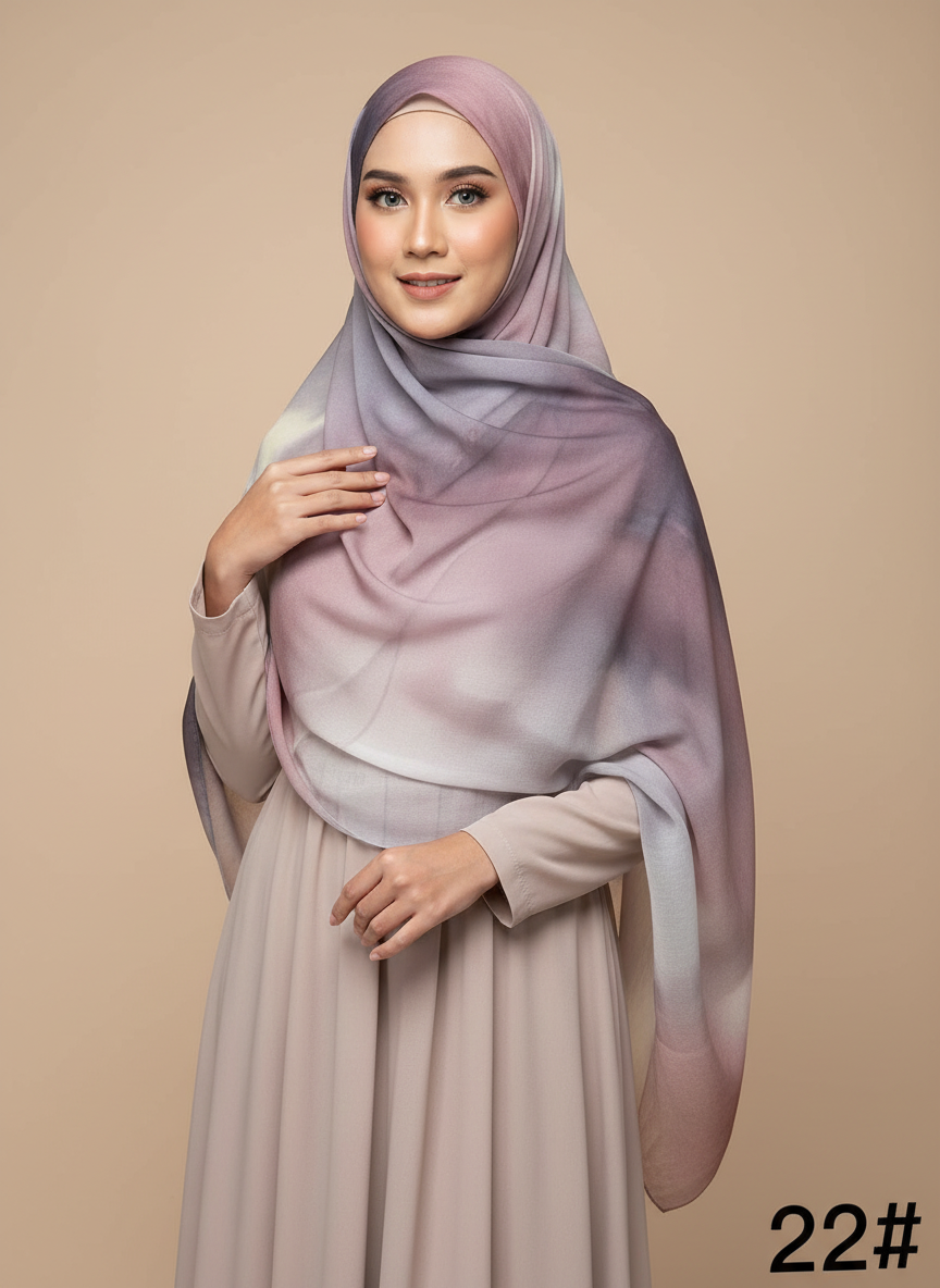 HJ05 Floral Modal Hijab - Artistic Print Headscarf for Muslim Women