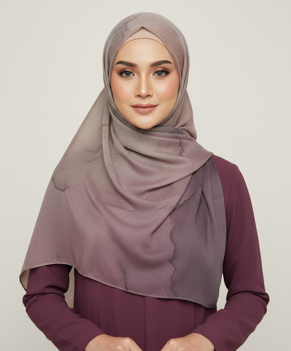 HJ05 Floral Modal Hijab - Artistic Print Headscarf for Muslim Women