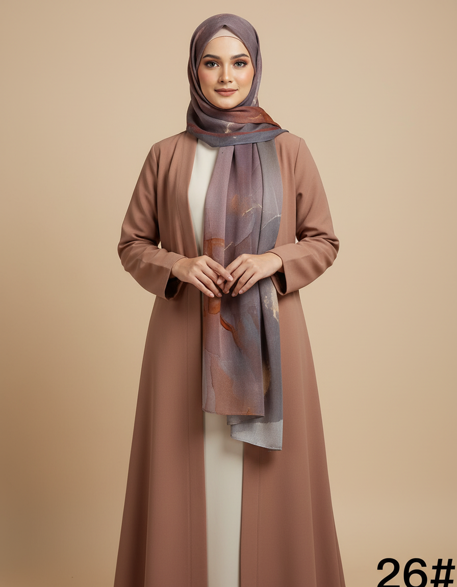 HJ06 Silky Modal Hijab - Vibrant Print Wrap Scarf for Women