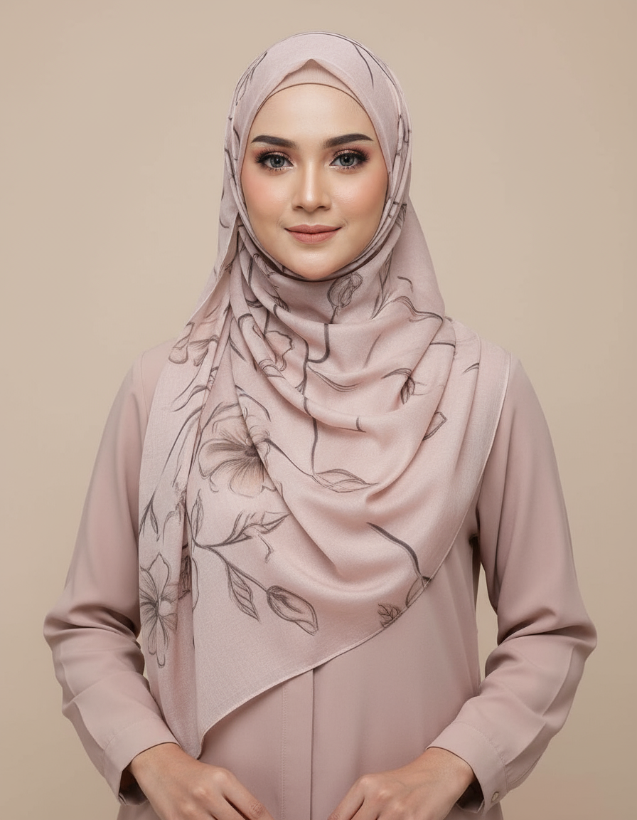 HJ06 Silky Modal Hijab - Vibrant Print Wrap Scarf for Women