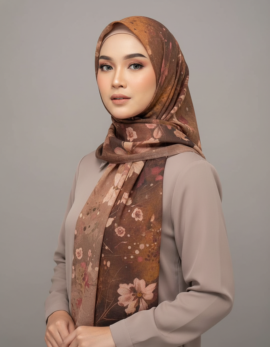 HJ06 Silky Modal Hijab - Vibrant Print Wrap Scarf for Women