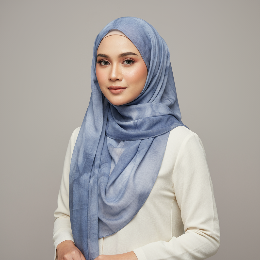 HJ02 Modal Hijab Scarf Women - Soft Breathable Ink Print Headscarf