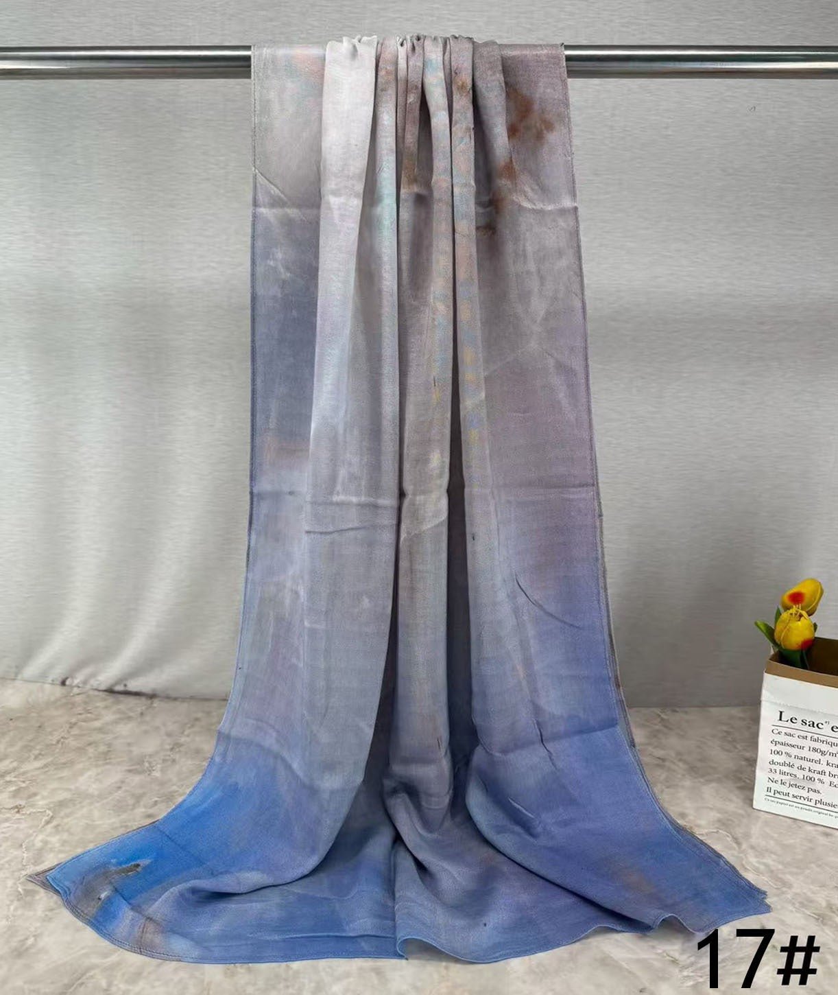 HJ04 Premium Modal Hijab Scarf - Elegant Ink Print Shawl Women - Raya