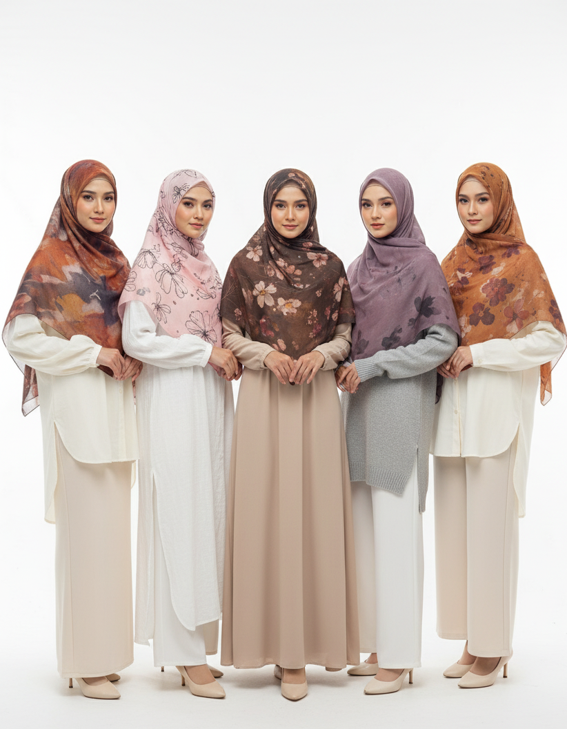 HJ06 Silky Modal Hijab - Vibrant Print Wrap Scarf for Women