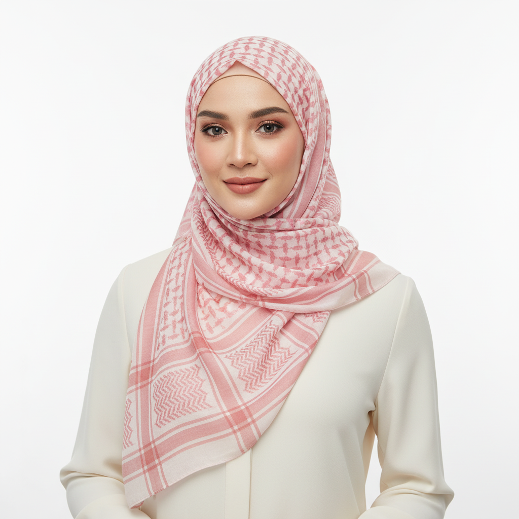 HJ07 Keffiyeh Print Modal Hijab - Traditional Arabic Scarf Women