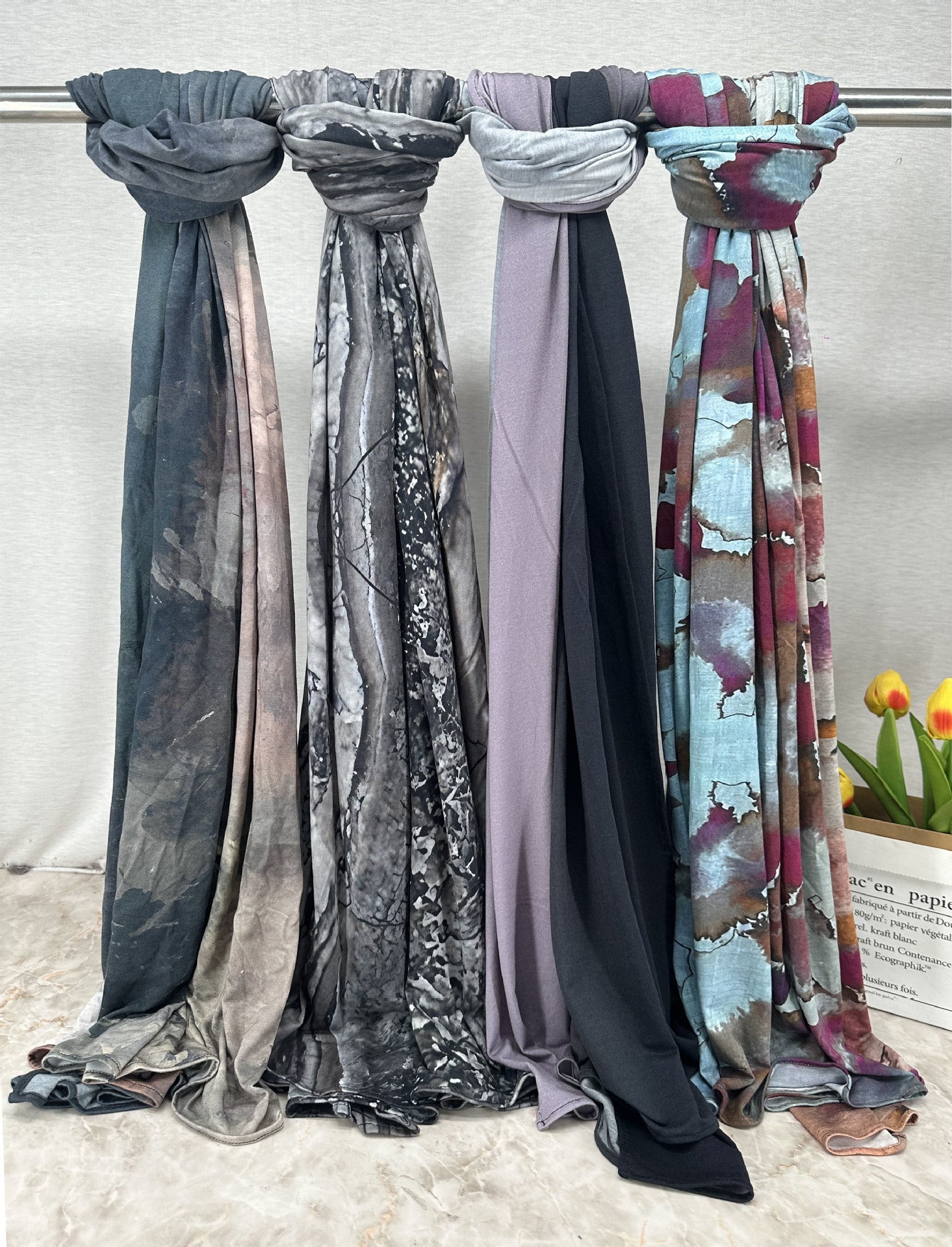 HJ09 Printed Jersey Hijab - Cotton Camouflage Scarf for Women - Raya