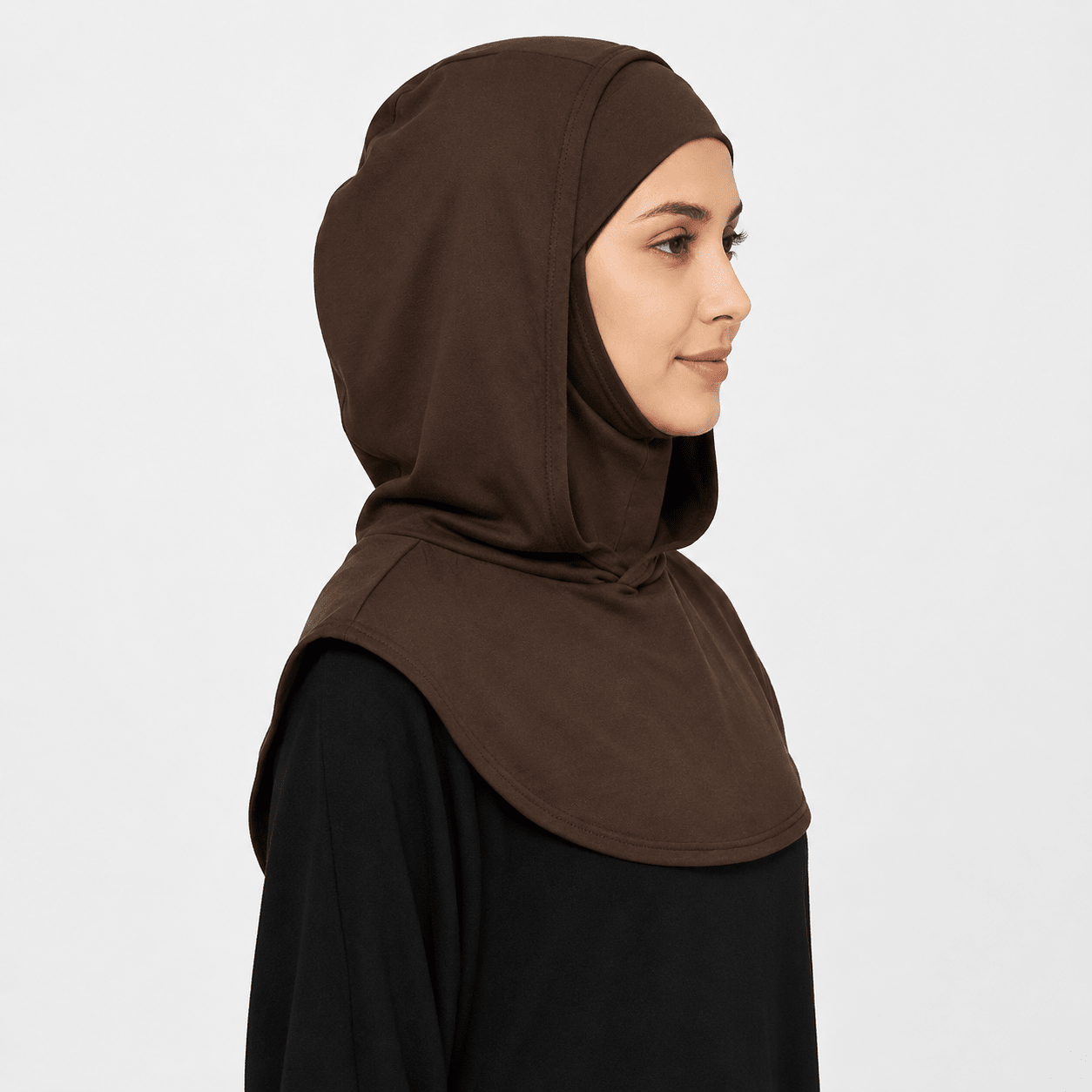 RY208 Brown Mercerized Cotton Full Coverage Hijab Cap – Solid Color Sun Protection Headscarf - Raya