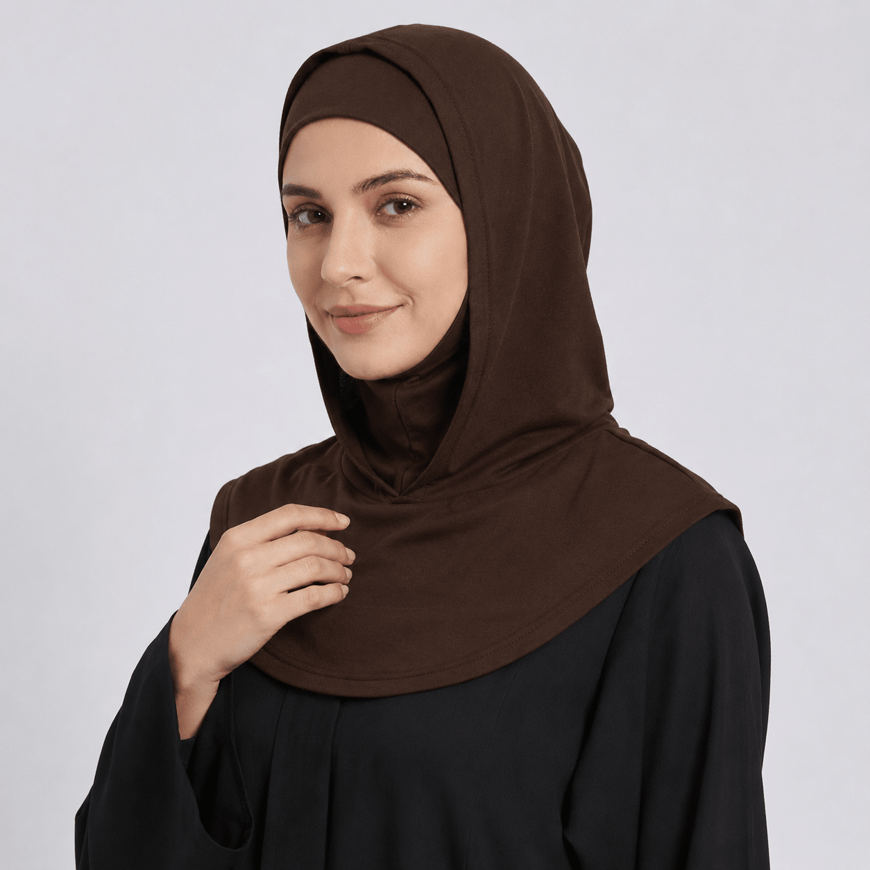 RY208 Brown Mercerized Cotton Full Coverage Hijab Cap – Solid Color Sun Protection Headscarf - Raya
