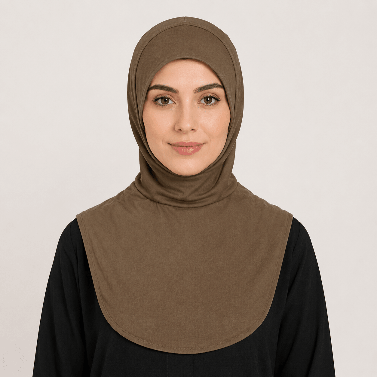 RY212 Khaki Mercerized Cotton Full Coverage Hijab Cap – Sun Protection Headscarf - Raya