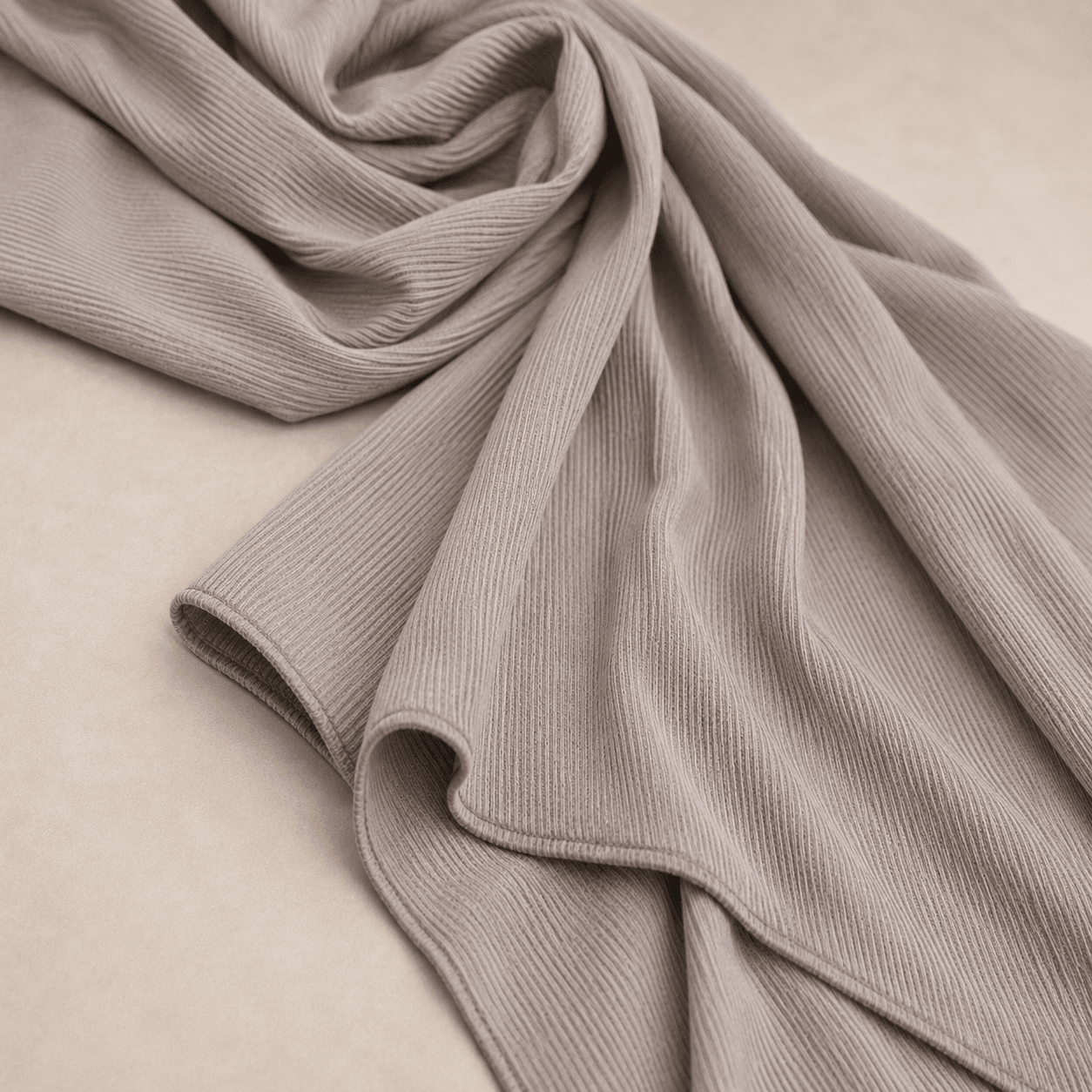 RY224 Stone Taupe Cotton Ribbed Jersey Hijab Scarf – Soft Stretch Breathable Headscarf - Raya