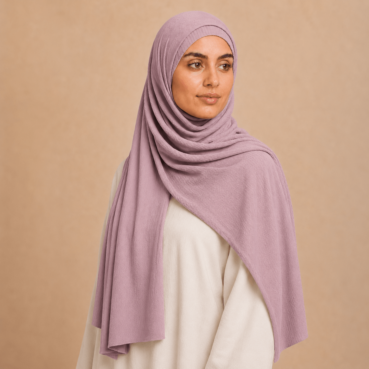 RY232 Dusty Rose Cotton Ribbed Jersey Hijab Scarf – Soft Stretch Breathable Headscarf - Raya