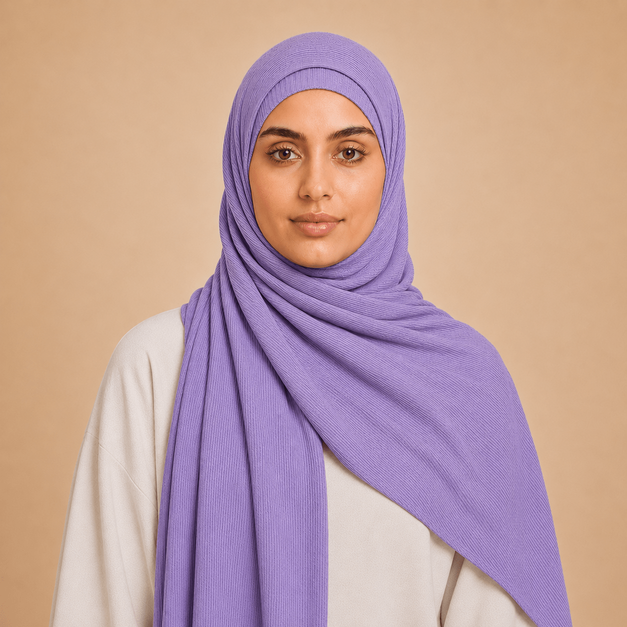 RY233 Lavender Purple Cotton Ribbed Jersey Hijab Scarf – Soft Stretch Breathable Headscarf - Raya