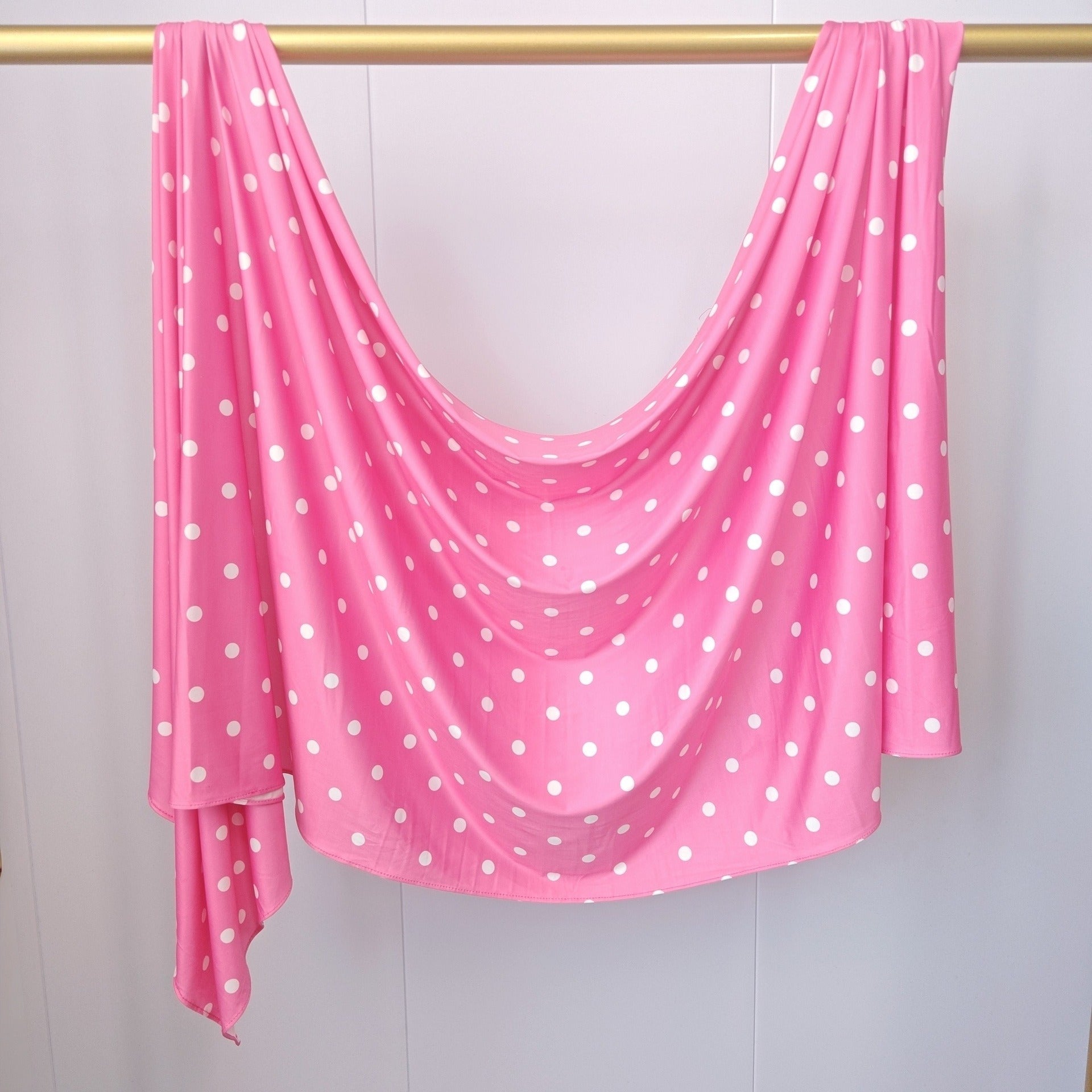 RY239 Hot Pink Polka Dot Cotton Jersey Hijab Scarf – Soft Stretch Breathable Headscarf - Raya