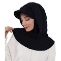 RY245 Black Full Coverage Hijab Cap with Visor – Modest Neck Cover - Raya