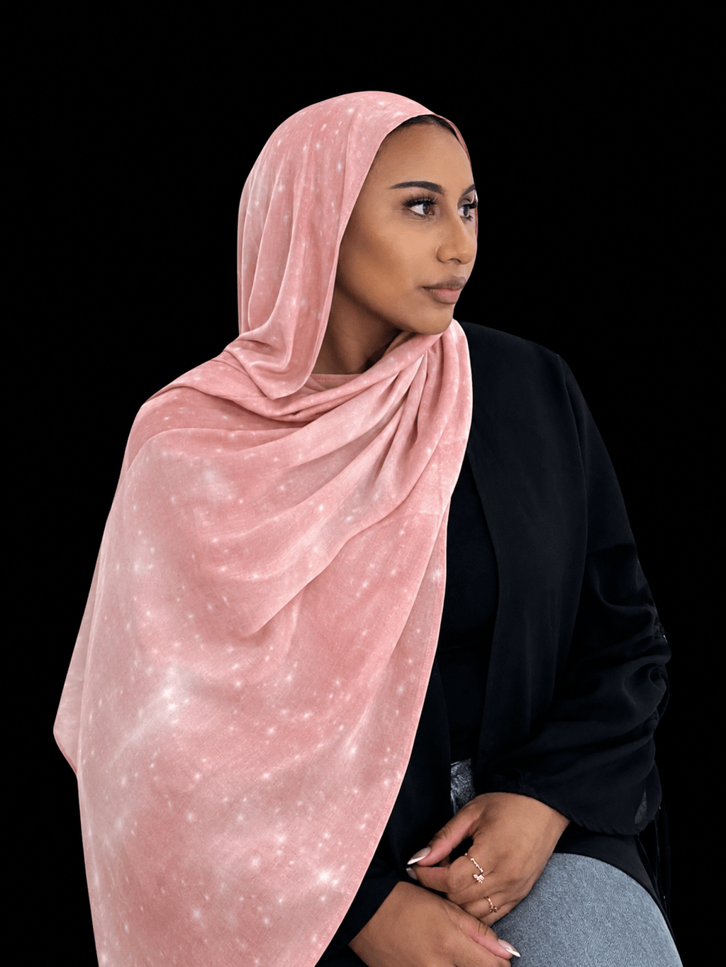 RY408 Blush Pink Printed Mercerized Cotton Hijab Scarf for Women - Raya
