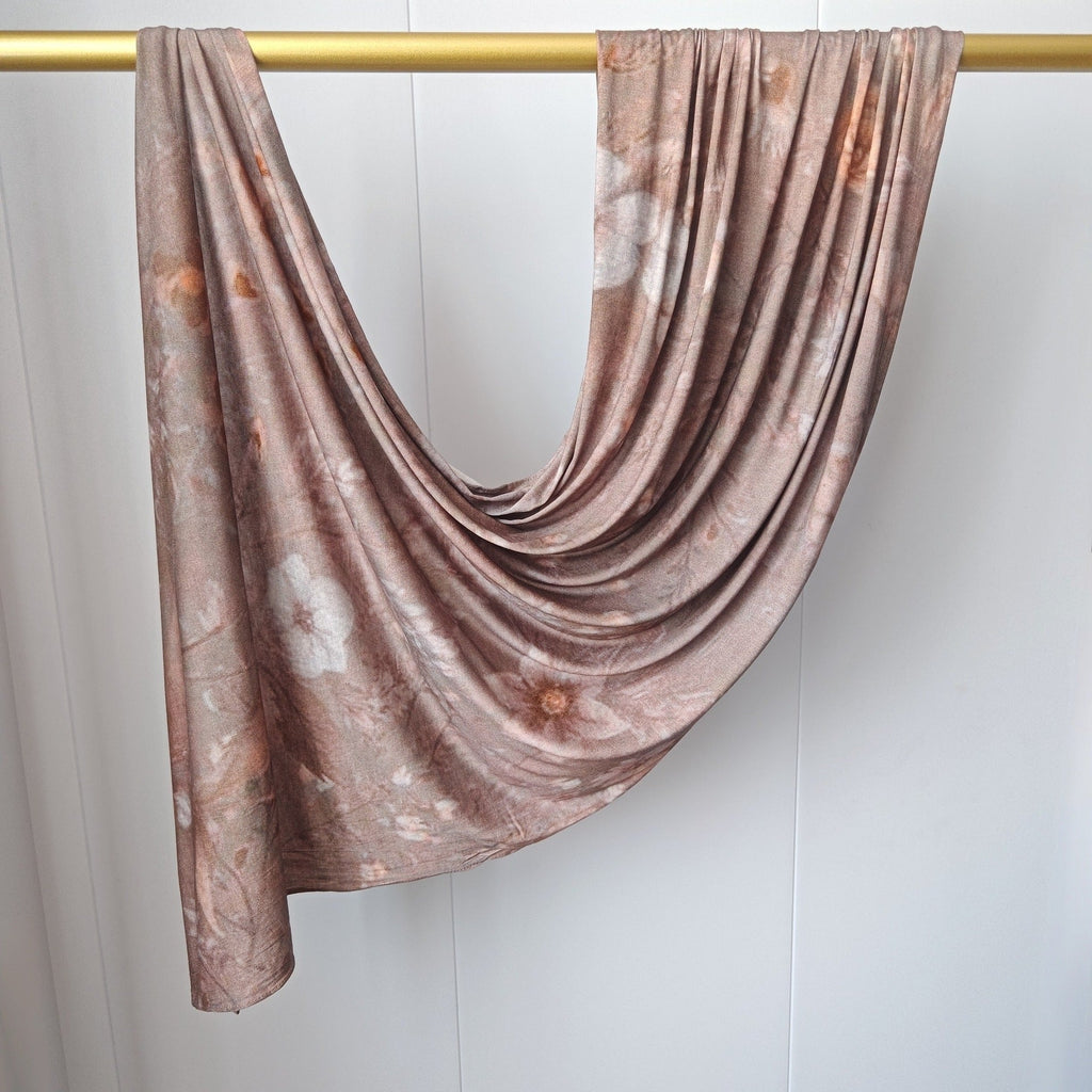 RY412 Taupe Marble Mercerized Cotton Jersey Hijab – Soft Bohemian Scarf - Raya