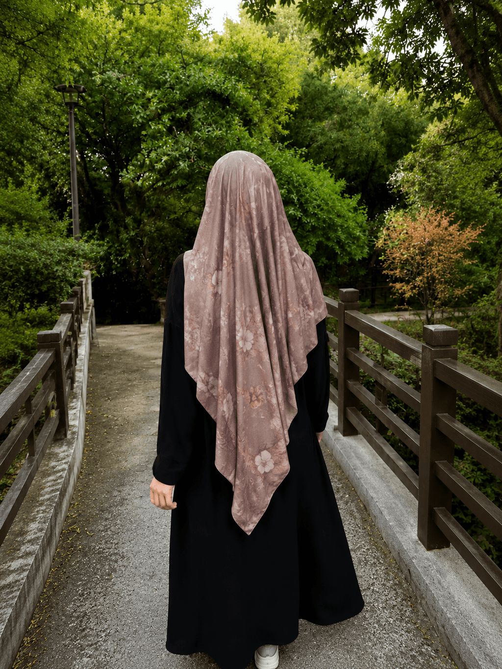 RY412 Taupe Marble Mercerized Cotton Jersey Hijab – Soft Bohemian Scarf - Raya