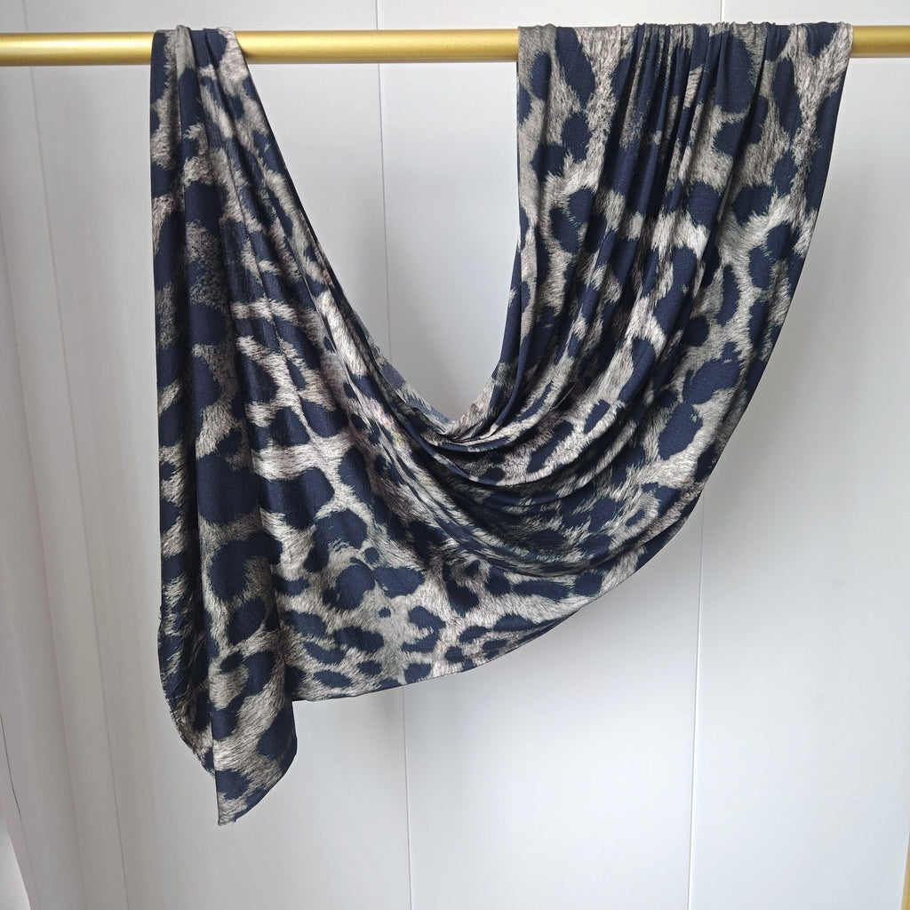 RY417 Black Marble Mercerized Cotton Jersey Hijab – Soft Stretch Scarf - Raya